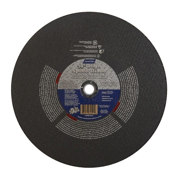 Norton Co HIGH SPEED CUT-OFF BLADES, Type 1 - Metal Decking, Size: 14 x 1/8 x 1, Maximum RPM: 5400 662528-32521 - main